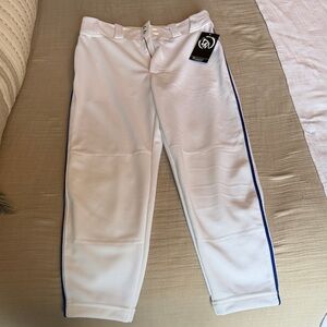 Dirty Mids White Men's Baseball Pants with Royal Blue Piping